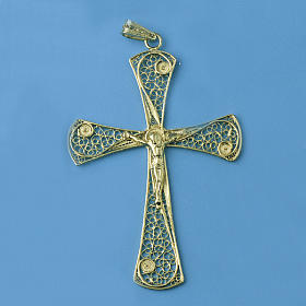 Croix pendentif filigrane d'argent 800 bain d'or 5,4 gr