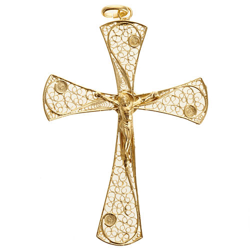 Croix pendentif filigrane d'argent 800 bain d'or 5,4 gr 2