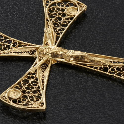 Croix pendentif filigrane d'argent 800 bain d'or 5,4 gr 7