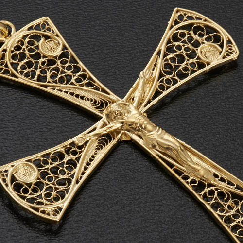 Croce pendente filigrana argento 800 bagno oro - gr. 5,47 4