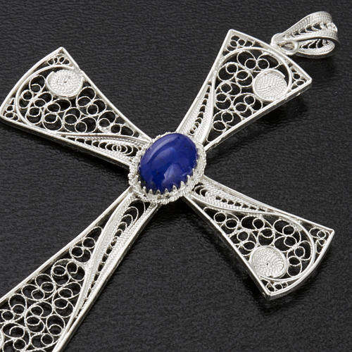 Croix pendentif lapis-lazuli filigrane d'argent 800 5,47gr 4