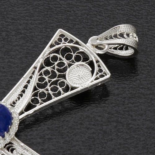 Croix pendentif lapis-lazuli filigrane d'argent 800 5,47gr 6