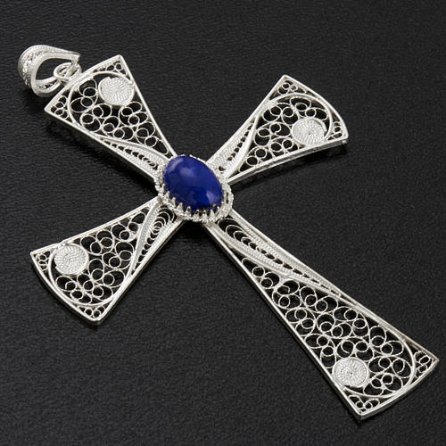 Krzyżyk zawieszka lapis lazuli filigran srebro 800 5.47g 3
