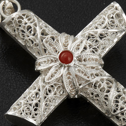 Cross pendant, 800 silver, coral 10,2g 4