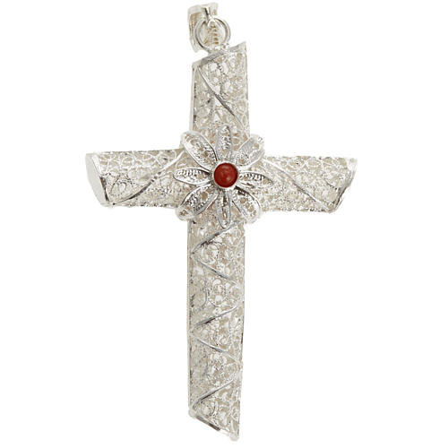 Cross pendant, 800 silver, coral 10,2g 1