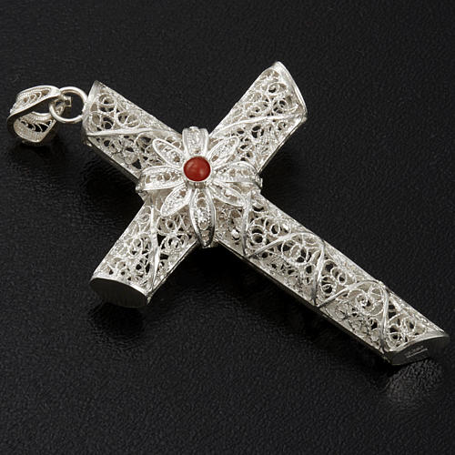 Cross pendant, 800 silver, coral 10,2g 3