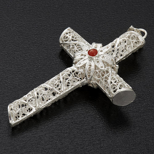 Cross pendant, 800 silver, coral 10,2g 6