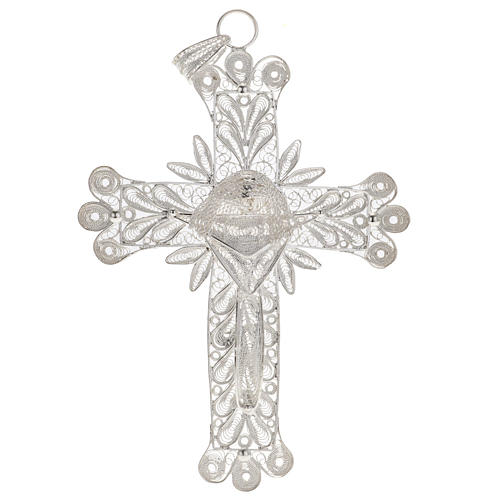 Cross pendant, 800 silver, flower decorations 32,9g 1