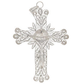 Cross pendant, 800 silver, flower decorations 32,9g