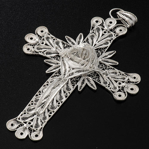 Cross pendant, 800 silver, flower decorations 32,9g 4