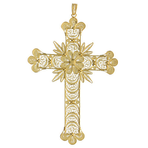 Cross pendant, 800 silver, flower decorations 20,1g 1