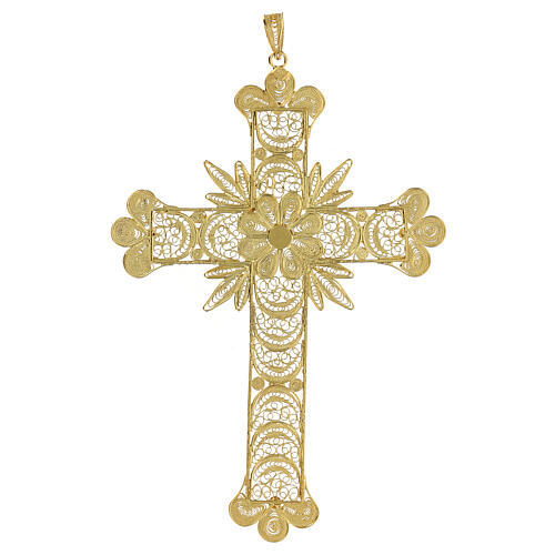 Croce pendente filigrana arg. 800 fiore - gr. 20,1 4