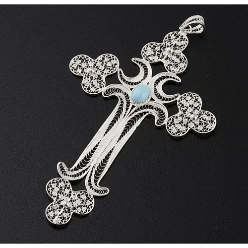 Pendente croce filigr. argento 800 - gr. 12.7 2