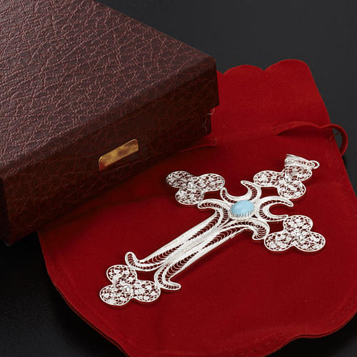 Pendente croce filigr. argento 800 - gr. 12.7 7