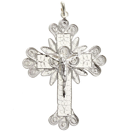 Pendente croce argento 800 filigrana - gr. 5,9 1