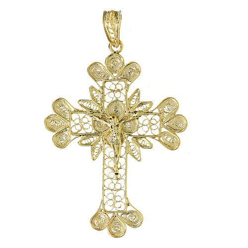Pendentif croix trilobée filigrane argent 800 3,5 gr 1