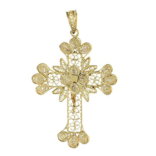 Pendentif croix trilobée filigrane argent 800 3,5 gr 3