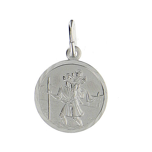 Round Medal in silver 925, Saint Christopher, 1,5 cm 1