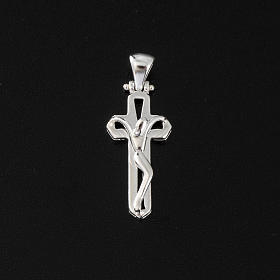 Pendant crucifix, perforated, sterling silver, 4cm