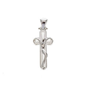 Crucifix argent 925 percé Corps stylisé 4 cm