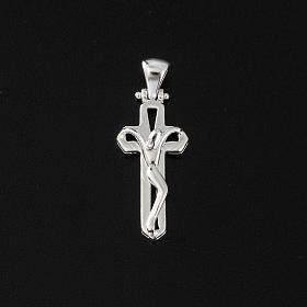 Crucifix argent 925 percé Corps stylisé 4 cm