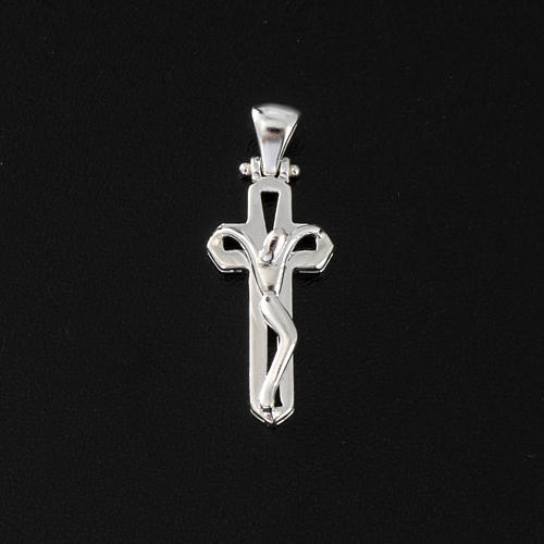 Crucifix argent 925 percé Corps stylisé 4 cm 2