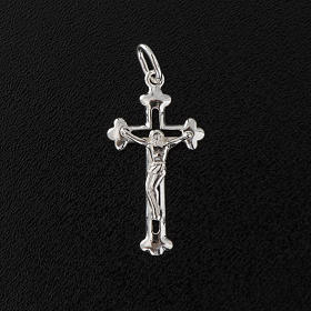 Pendant crucifix, budded with Christ in relief, sterling silver,
