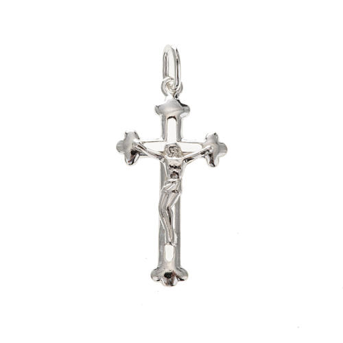 Pendant crucifix, budded with Christ in relief, sterling silver, 1