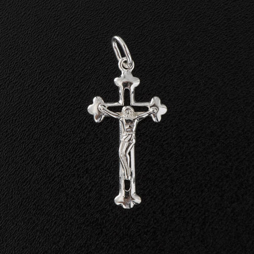 Pendant crucifix, budded with Christ in relief, sterling silver, 2
