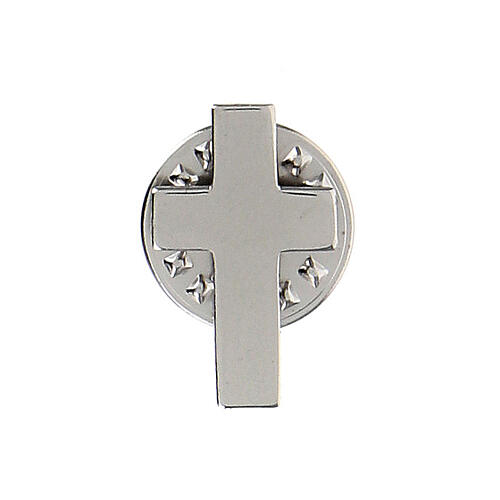 Broche cruz distintivo h 1,8 cm prata 925 1