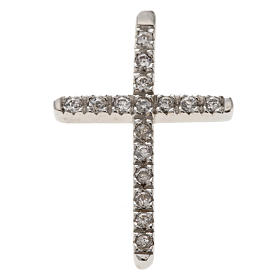 Pendant cross, sterling silver and rhinestones 3cm