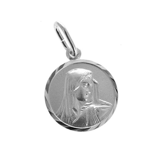 Medalha redonda prata 925 Nossa Senhora das Dores 1,5 cm 1