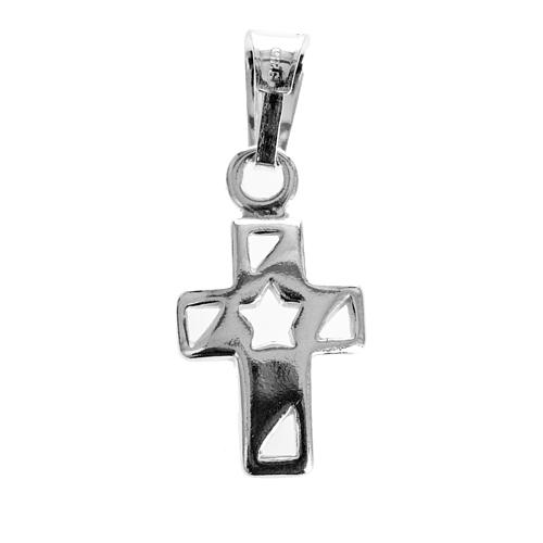 Pendant cross with star silver 1,5cm 1