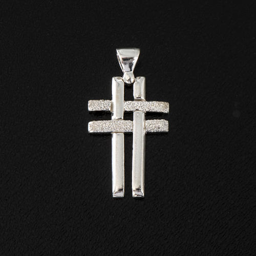 Pendant double cross in sterling silver 2,3cm 2