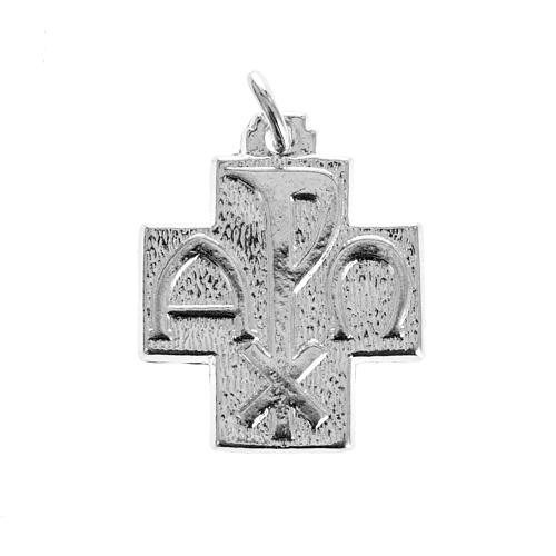 Pendant cross with Alpha Omega symbol in sterling silver 2cm 1