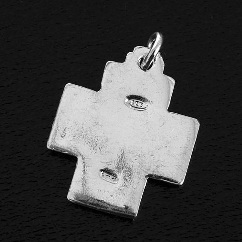 Pendant cross with Alpha Omega symbol in sterling silver 2cm 3