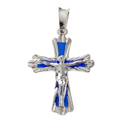 Kreuz mit blauem Email aus Silber 925 1