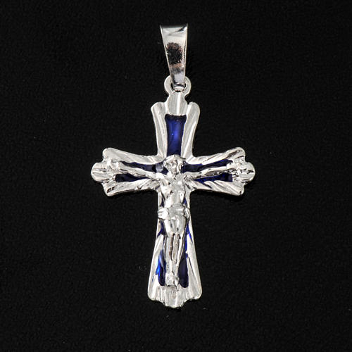 Kreuz mit blauem Email aus Silber 925 2