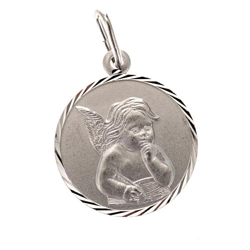 Medalha anjo prata 925 redonda 2 cm 1