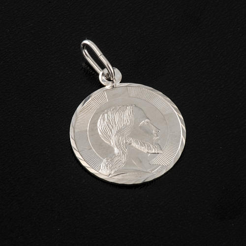 Medal with Christ's face, sterling silver, round, 2cm 2