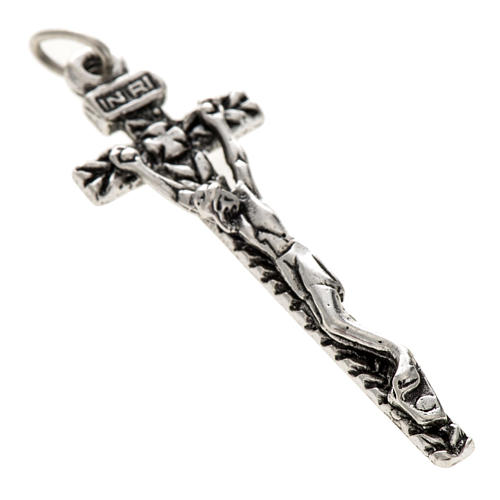 Pendant crucifix in worked sterling silver 4cm 1