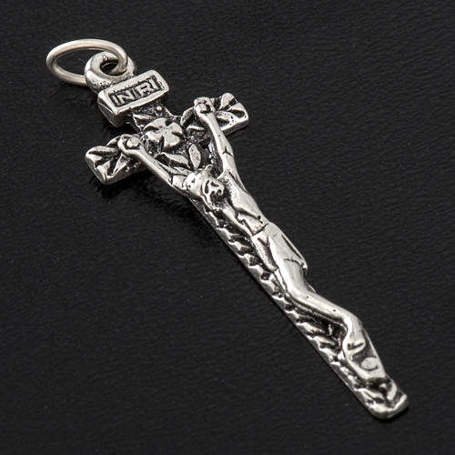 Pendant crucifix in worked sterling silver 4cm 2