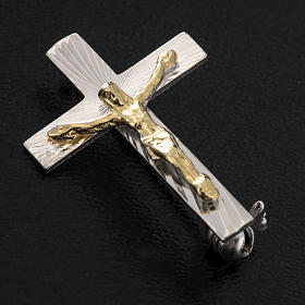 Clergy cross pin in worked sterling silver, H2.5cm