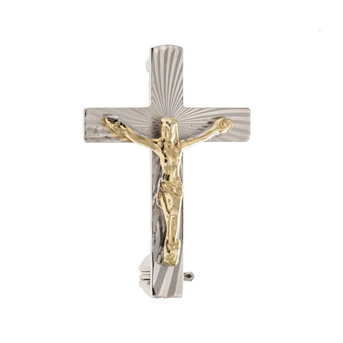 Clergy cross pin in worked sterling silver, H2.5cm 1