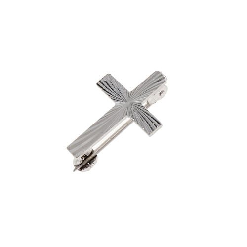 Clergy cross pin in worked sterling silver, H2cm 2