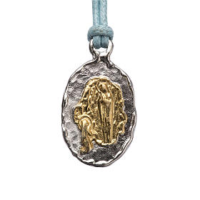 Our Lady of Lourdes silver medal, two colors finishing