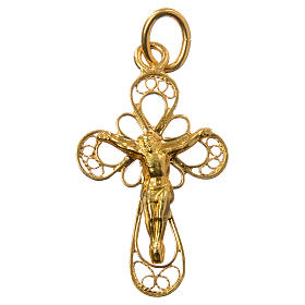 Cross in 800 silver filigree, gold bathed