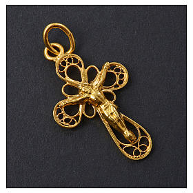Cross in 800 silver filigree, gold bathed