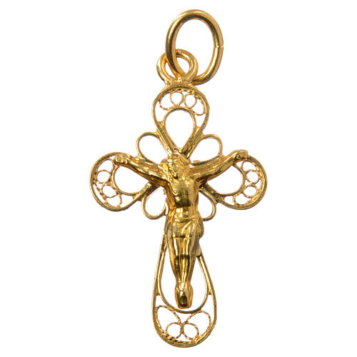 Cross in 800 silver filigree, gold bathed 4