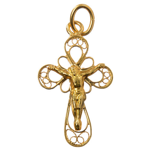 Cross in 800 silver filigree, gold bathed 1